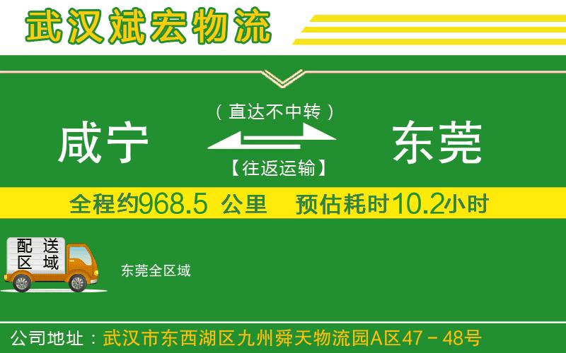咸寧到東莞物流公司