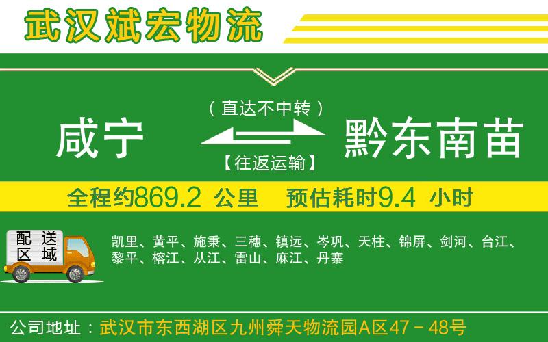 咸寧到黔東南苗族侗族自治州物流公司