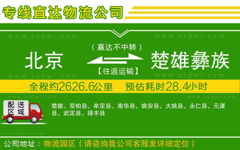 北京到楚雄彝族自治州物流專線