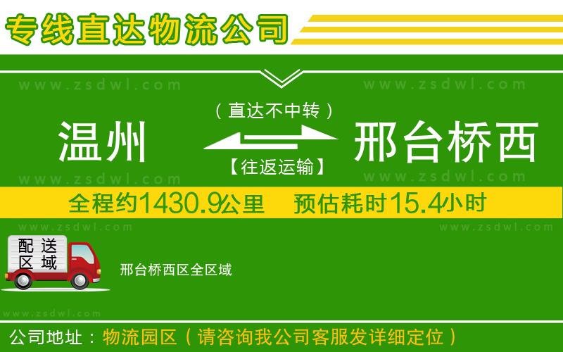 溫州到邢臺(tái)橋西區(qū)物流公司