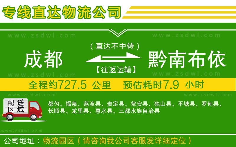 成都到黔南布依族苗族自治州物流專線