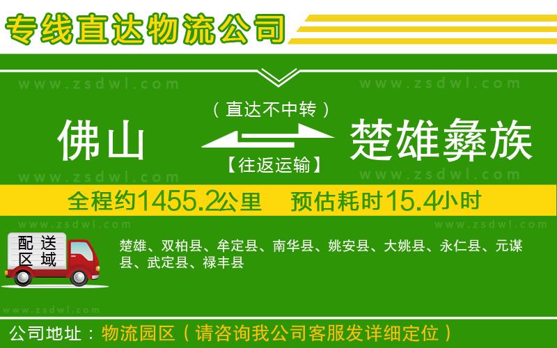 佛山到楚雄彝族自治州物流公司