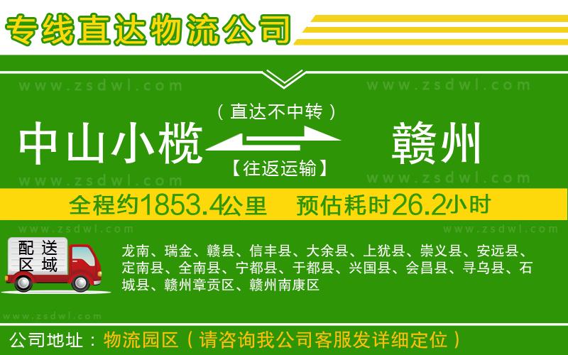 中山小欖到贛州物流專線 中山小欖到贛州物流專線