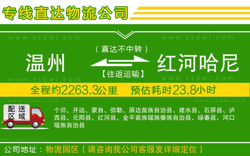溫州到紅河哈尼族彝族自治州物流專線