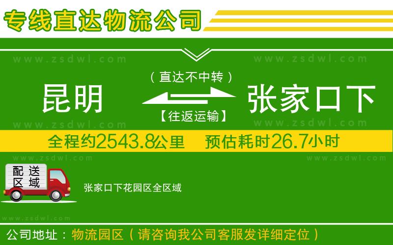 昆明到張家口下花園區(qū)物流公司